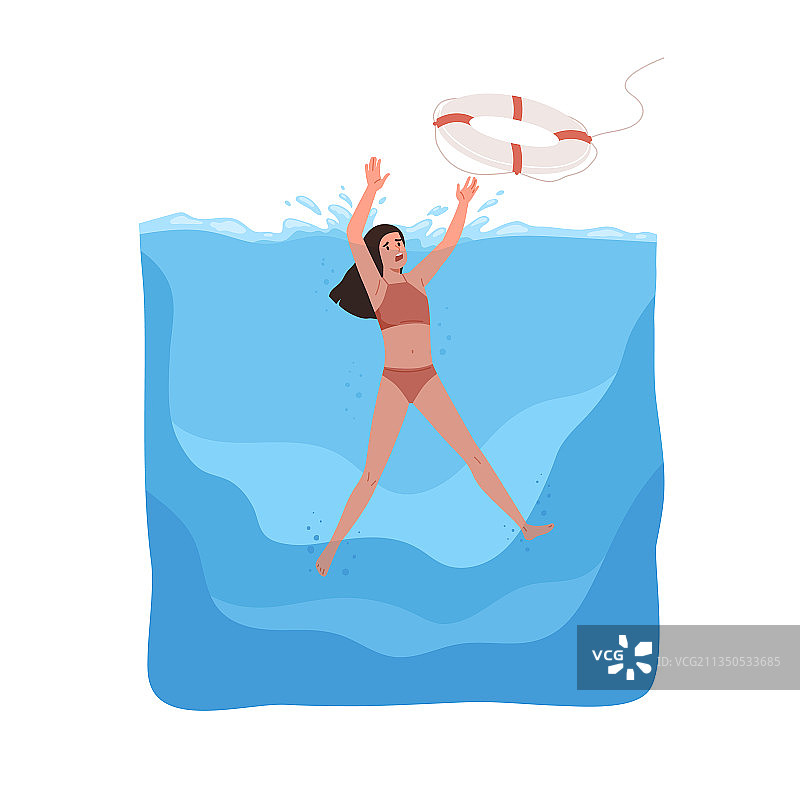 穿着泳衣沉入水中的女人图片素材