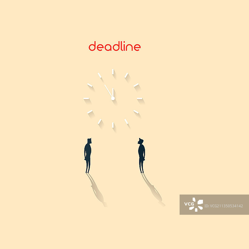两位商人盯着时钟，截止日期概念图片素材
