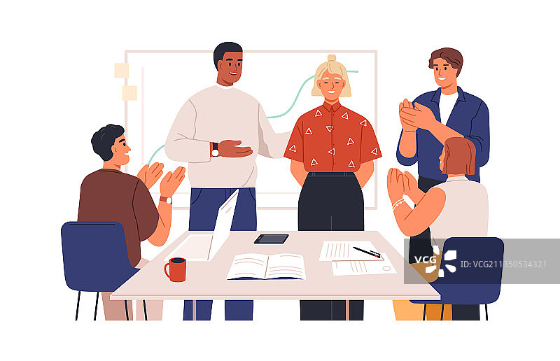 同事庆祝商业合作图片素材