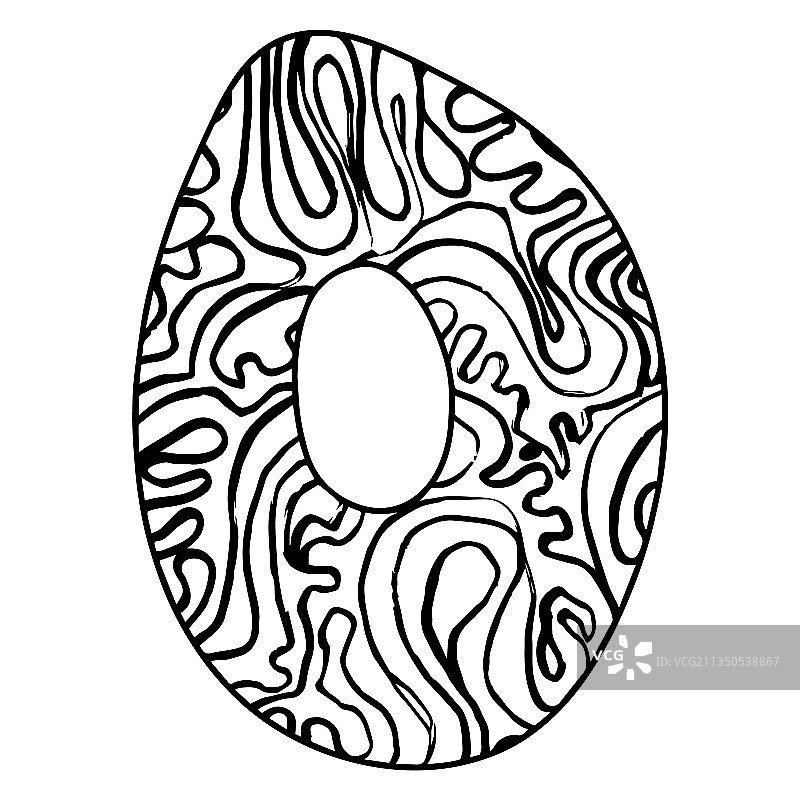 zentangle风格字母O黑色图案图片素材