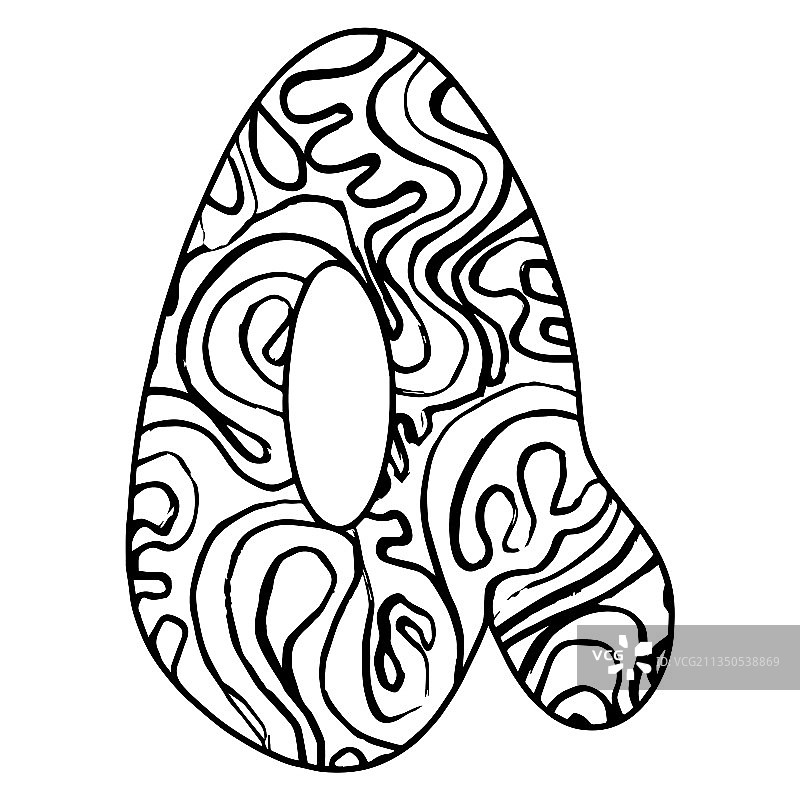 zentangle风格字母Q（黑色）图片素材