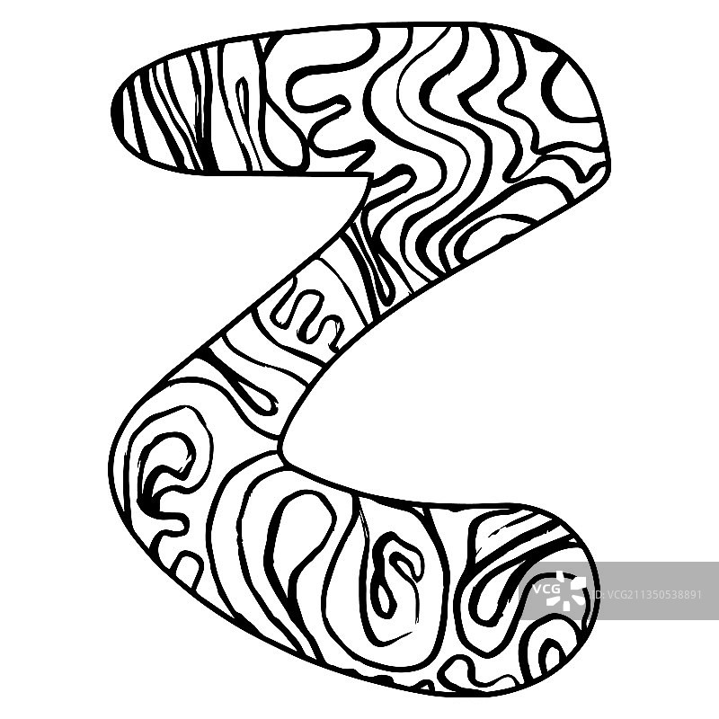 Zentangle程式化的字母-字母z黑色图片素材