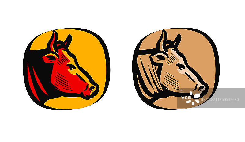 带牛或公牛图案的肉店logo模板图片素材