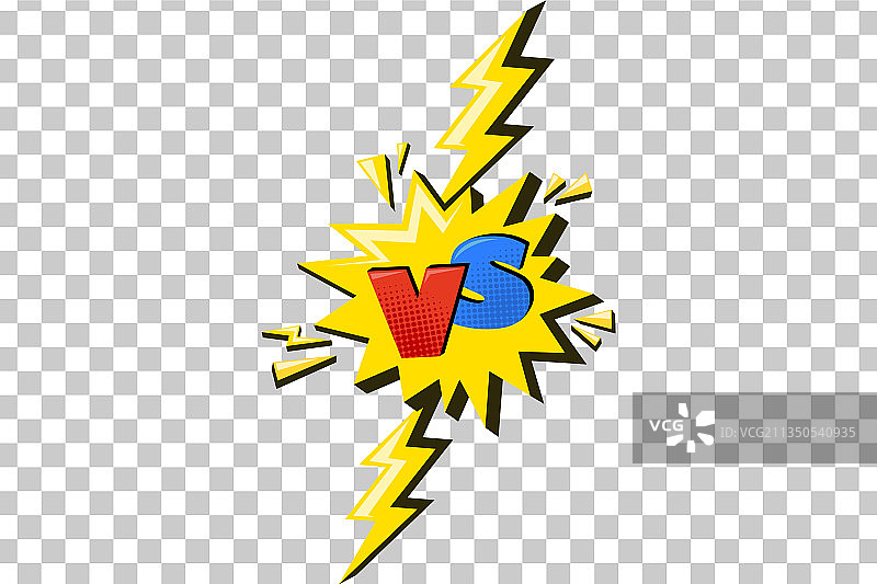 带有VS标志的闪电漫画挑战赛标志图片素材