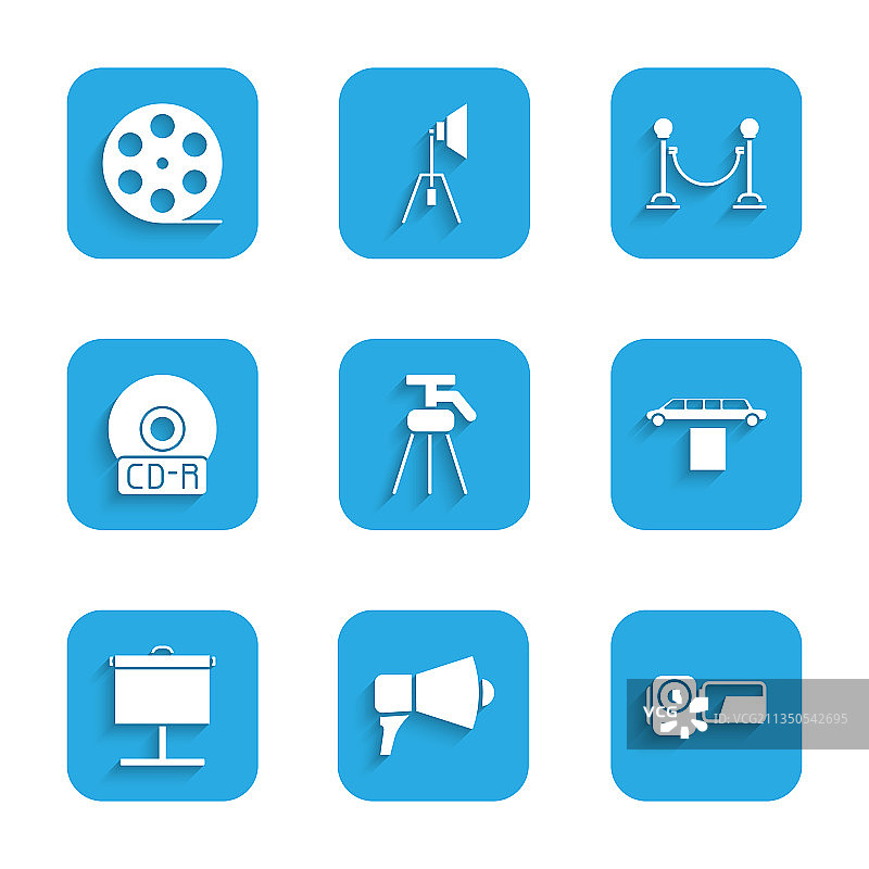 三脚架、扩音器、电影摄影机、豪华轿车图片素材