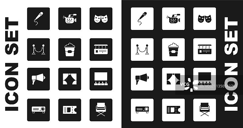 喜剧悲剧面具爆米花盒绳套装图片素材