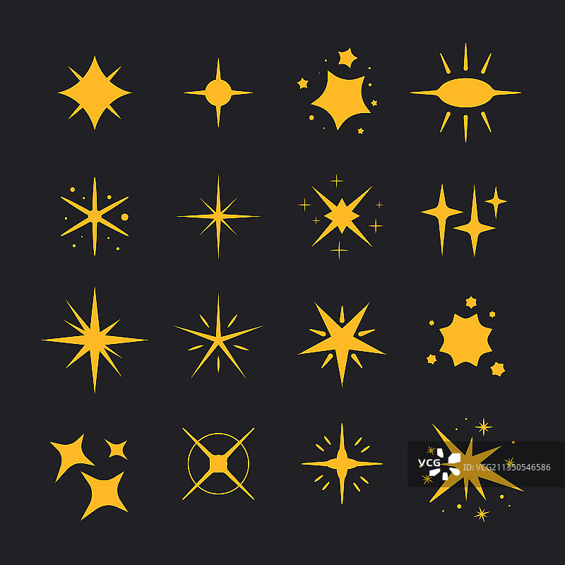 扁平风格闪耀星星合集图片素材