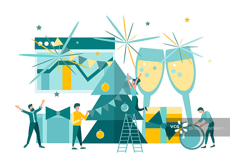 办公室同事共度圣诞新年图片素材