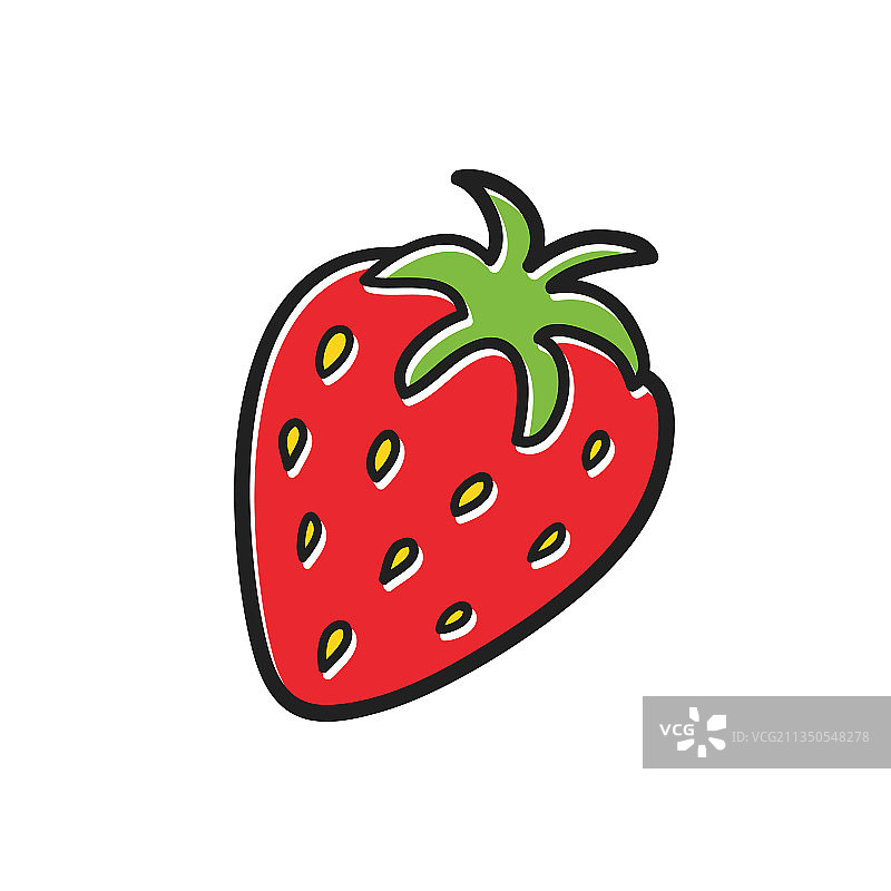 红色草莓涂鸦图标图片素材