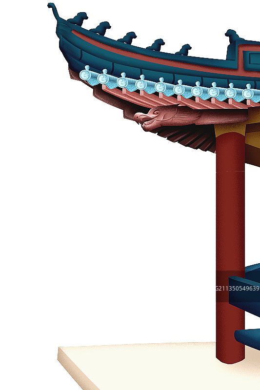 中国风园林庭子插画元素图片素材