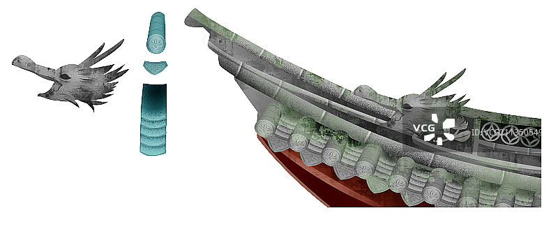 中国风建筑屋檐插画元素图片素材