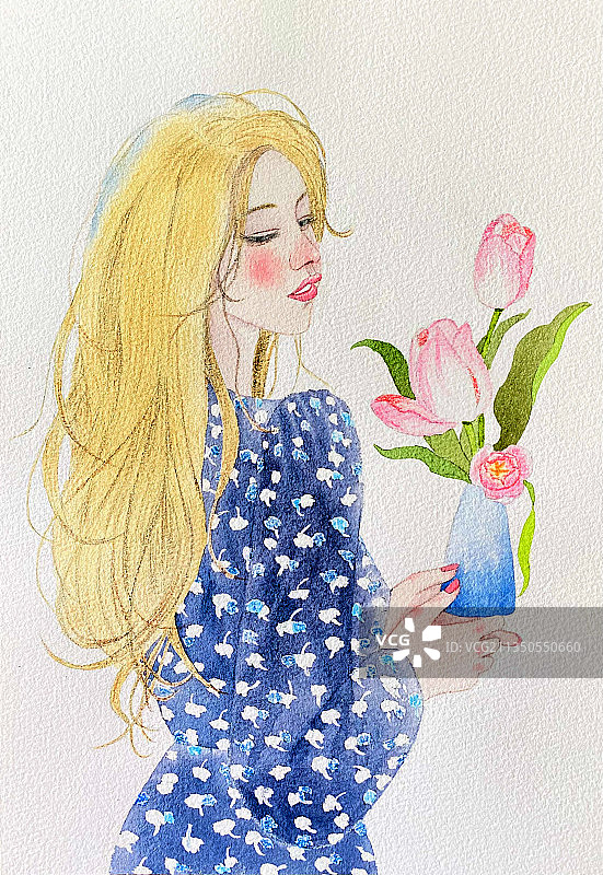 少女与花图片素材