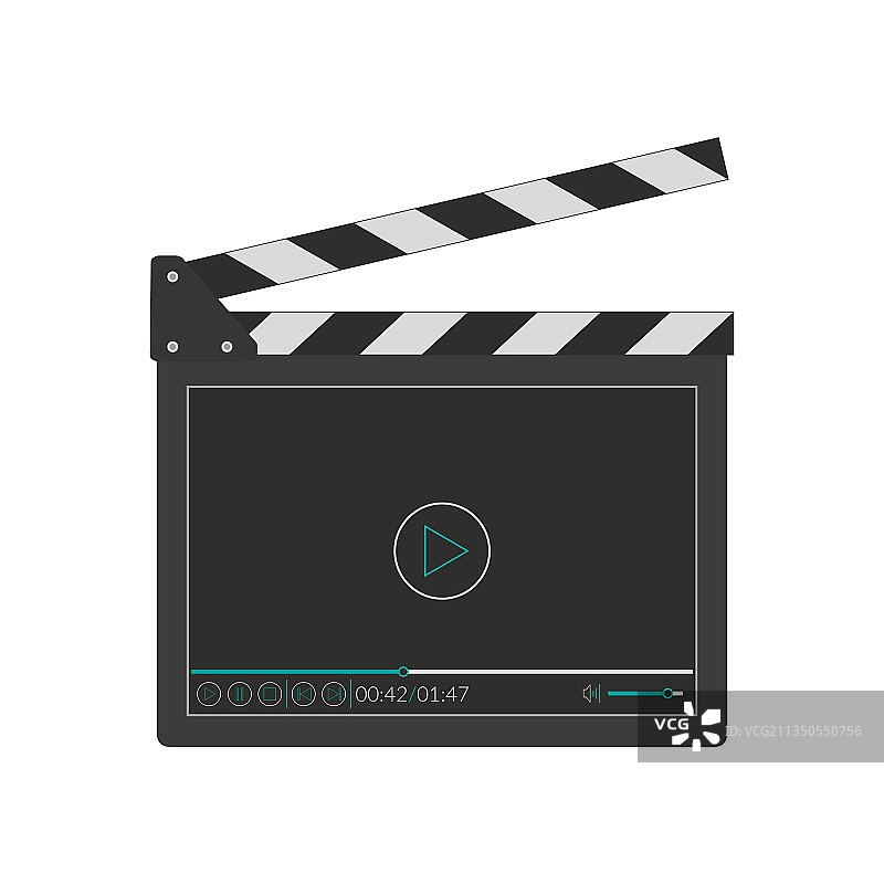 带有视频播放器界面的场记板图片素材