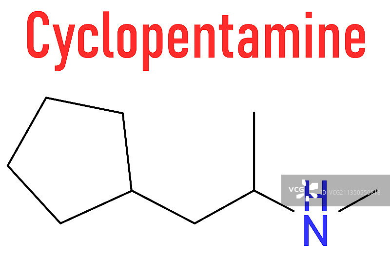 环戊胺分子骨架式图片素材