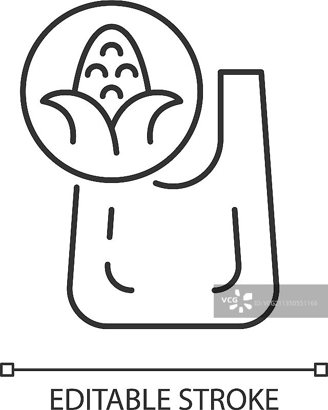 玉米制可堆肥袋线性图标图片素材