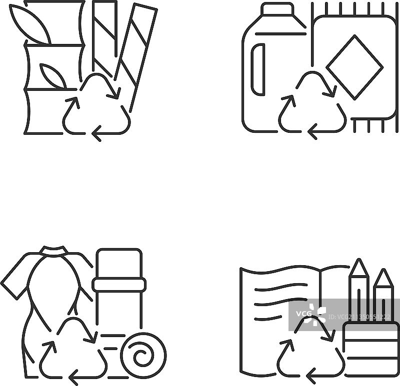 减少环境污染线性图标集图片素材