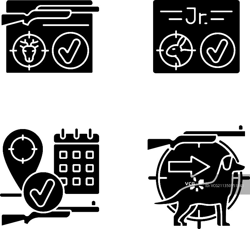 狩猎规则黑色图标集图片素材