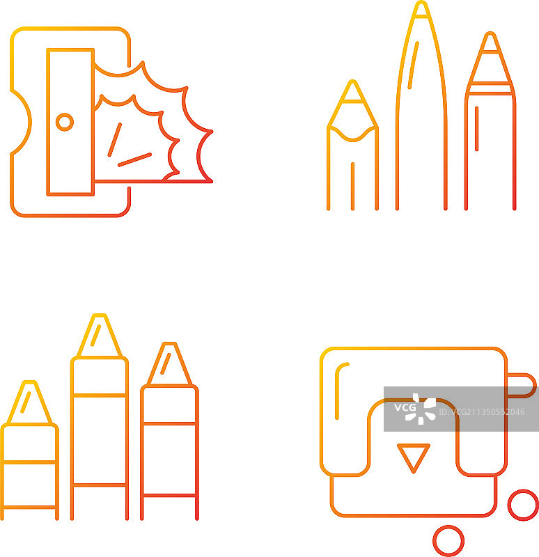 画家用品渐变线性图标集图片素材