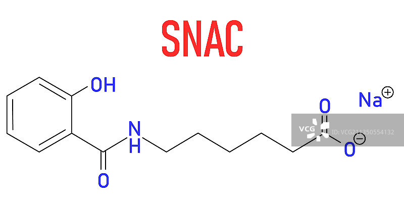 水杨酸钠辛卡普酯SNAC骨骼式图片素材