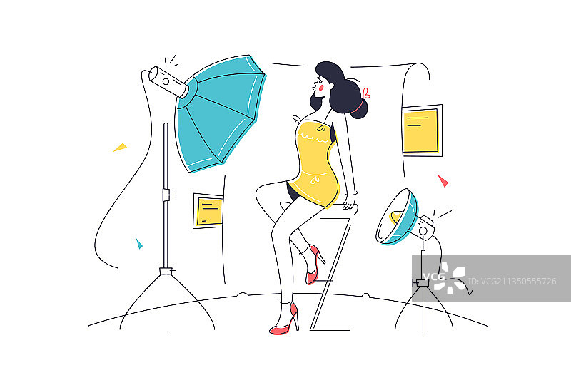 在照相馆摆姿势的模特图片素材