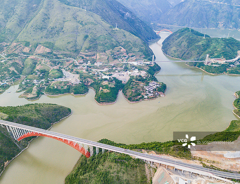 航拍龙门峡图片素材