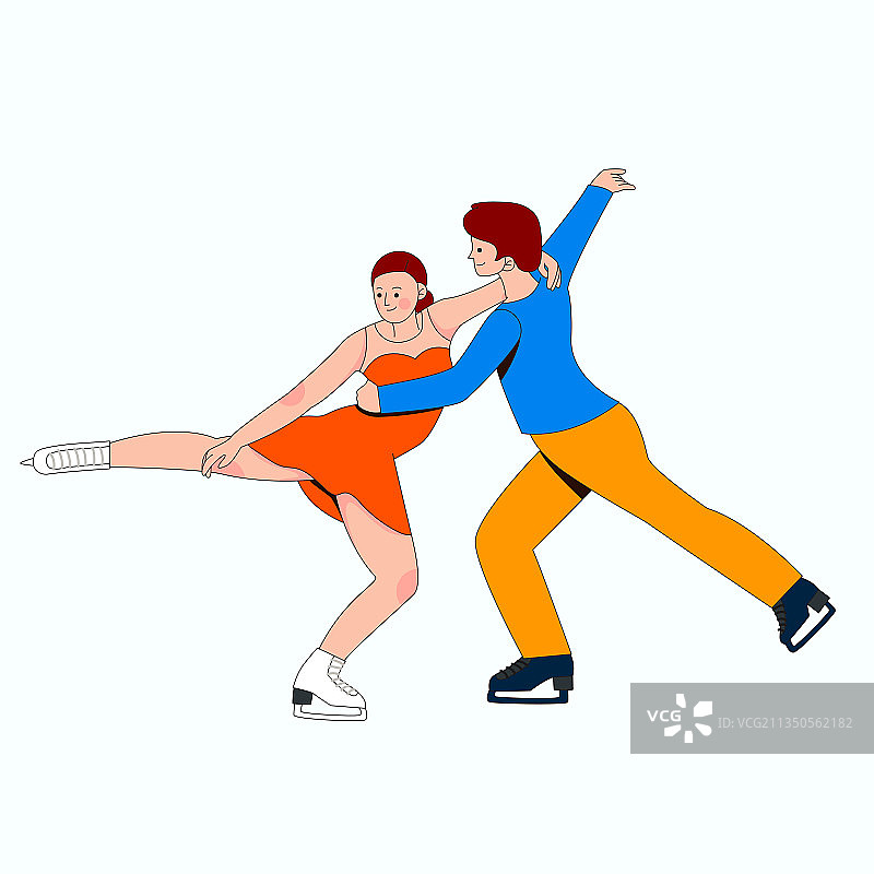 双人花样滑冰矢量插画图片素材