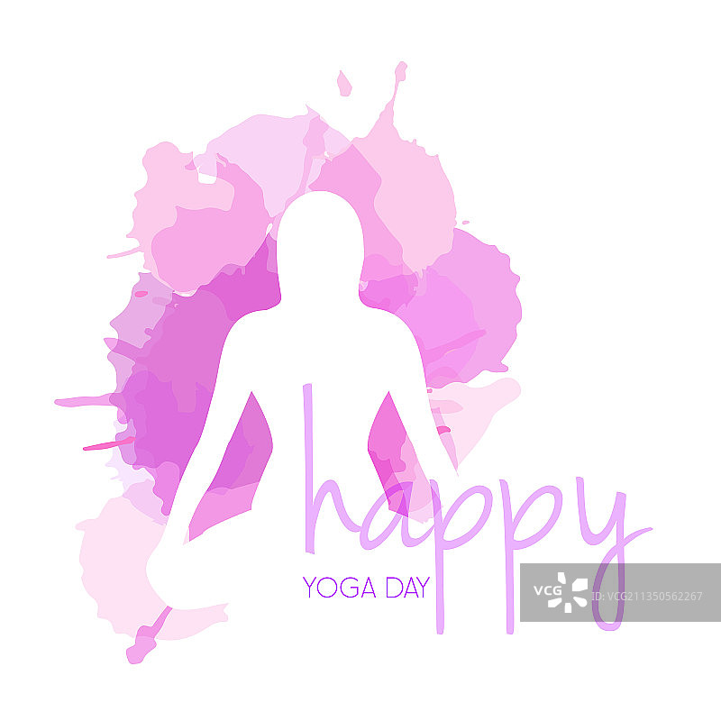 国际瑜伽日手绘水彩图片素材