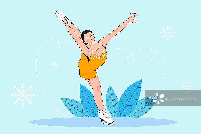 花样滑冰女运动员矢量插画图片素材