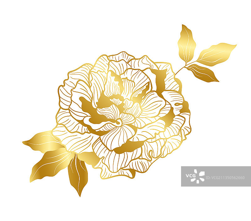 东方潮流金色牡丹花图片素材