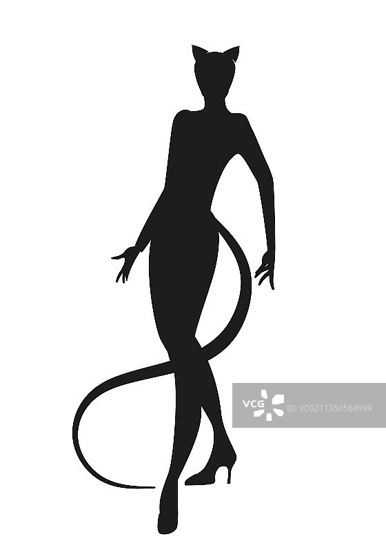 穿着复古的优雅女人剪影图片素材