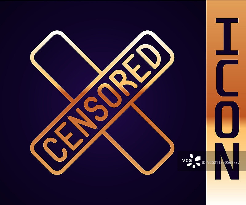 金色线条：审查印章图标图片素材