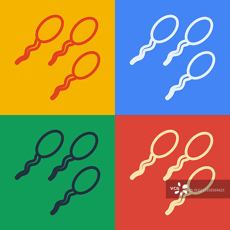 彩色背景上的波普艺术线条精子图标图片素材