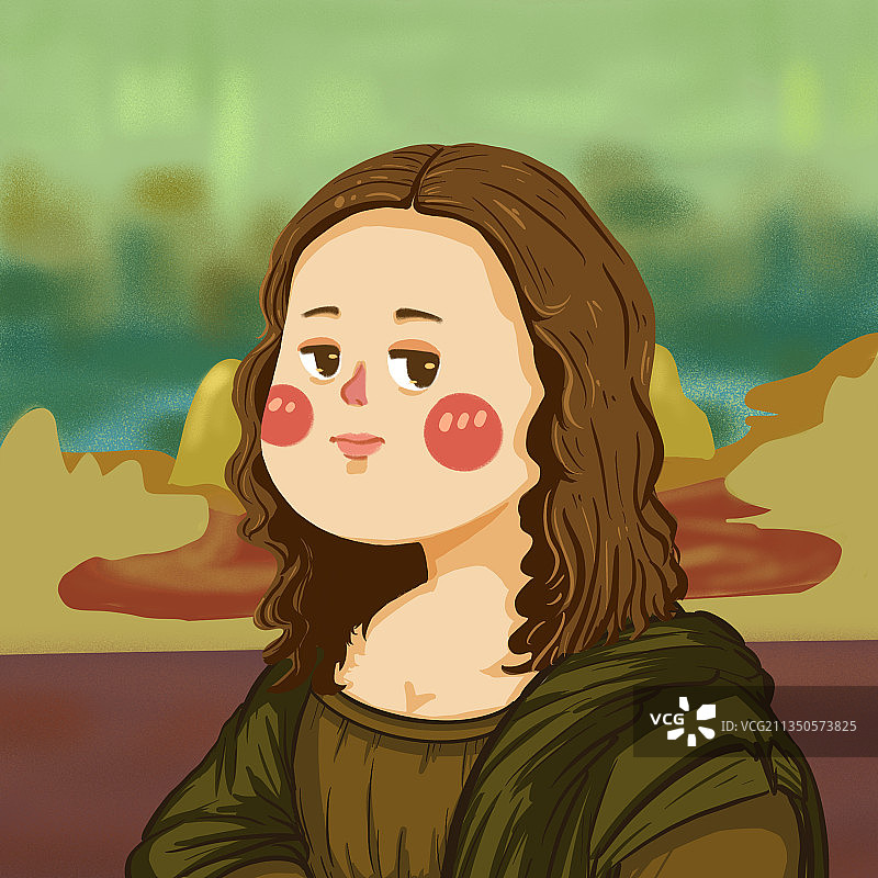 蒙娜丽莎的微笑|名画转插画图片素材