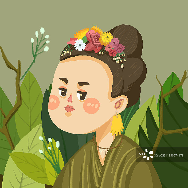 佛里达自画像|名画转插画图片素材