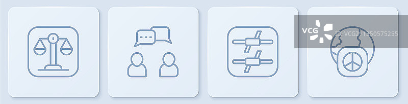 正义天平带刺铁丝网演讲气泡图片素材