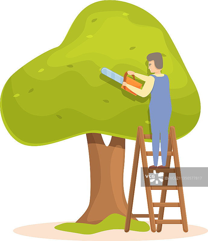 树木修剪工作图标卡通花园图片素材