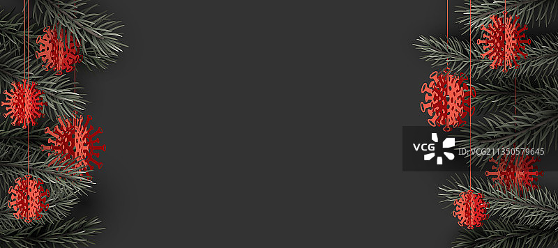 云杉枝疫情主题边框图片素材