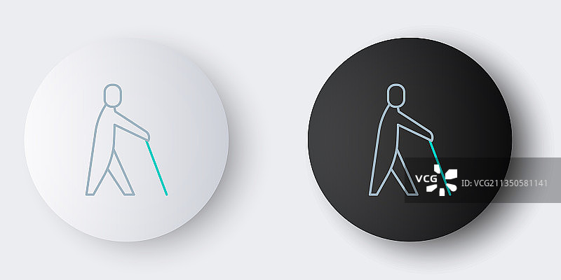 盲人拄拐杖图标图片素材