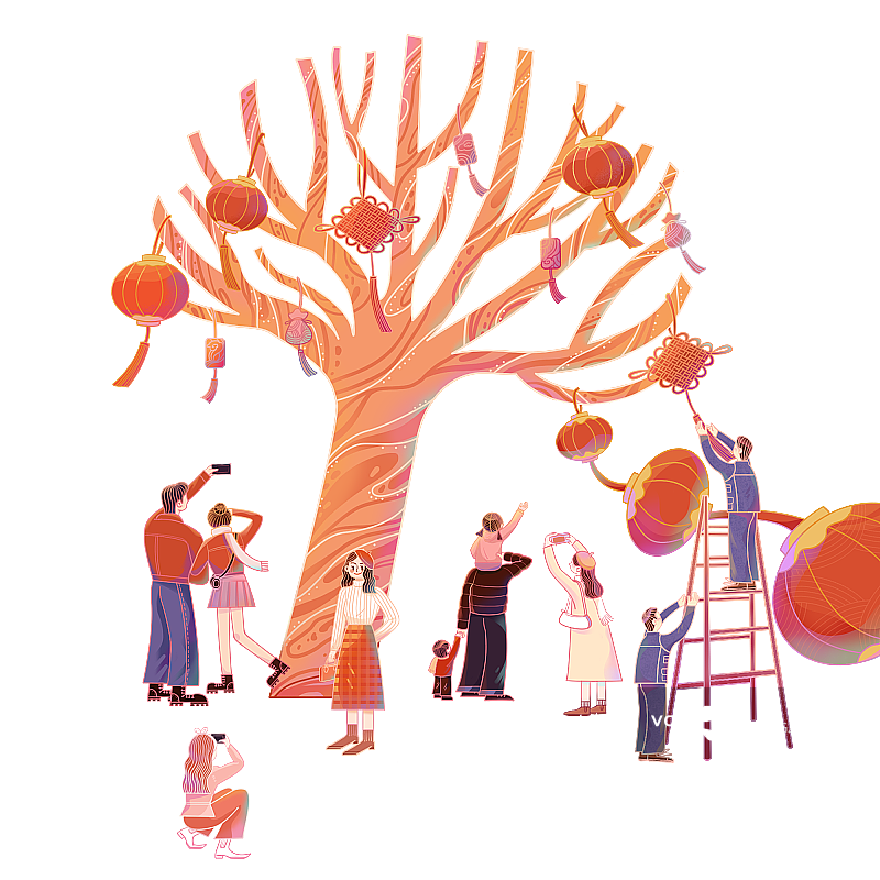 树和人群图片素材