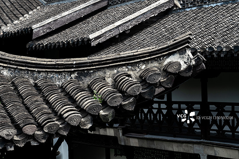 何园的屋顶建筑图片素材