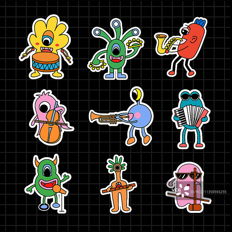 小怪物 音乐会 乐器 party图片素材