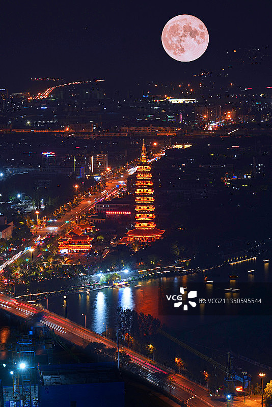 万佛塔中秋夜图片素材