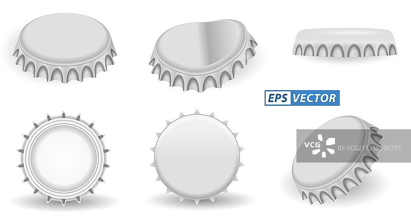 逼真皇冠瓶盖铝制材料合集图片素材