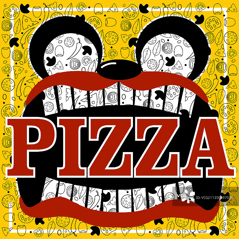 抽象现代披萨包装或菜单标志图片素材