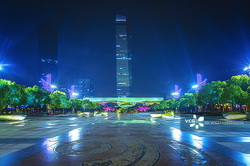 夜幕下的无锡博物院灯光秀+无锡图片素材