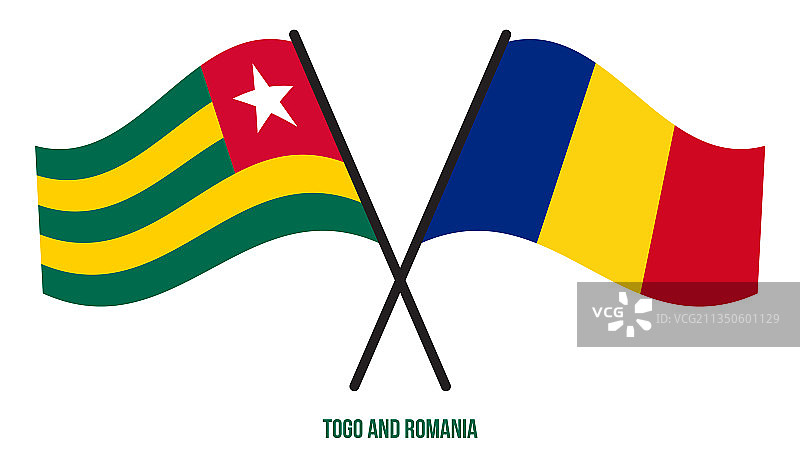 多哥和罗马尼亚国旗交叉飘扬图片素材