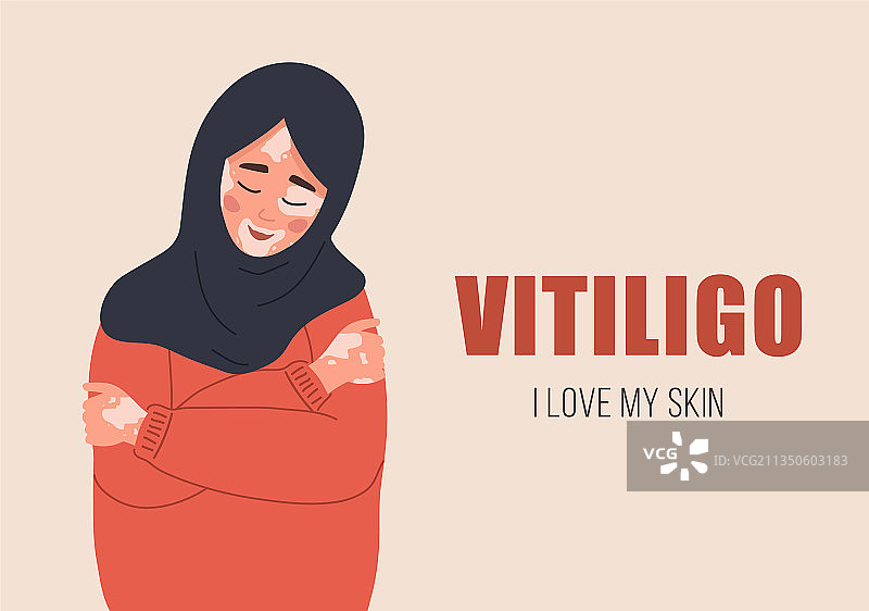 患有白癜风的穆斯林妇女进行自我护理图片素材