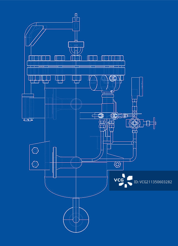 带龙头和压力表的工业空气滤清器图片素材