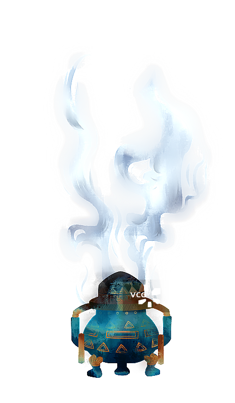 中国风水彩香炉插画元素图片素材