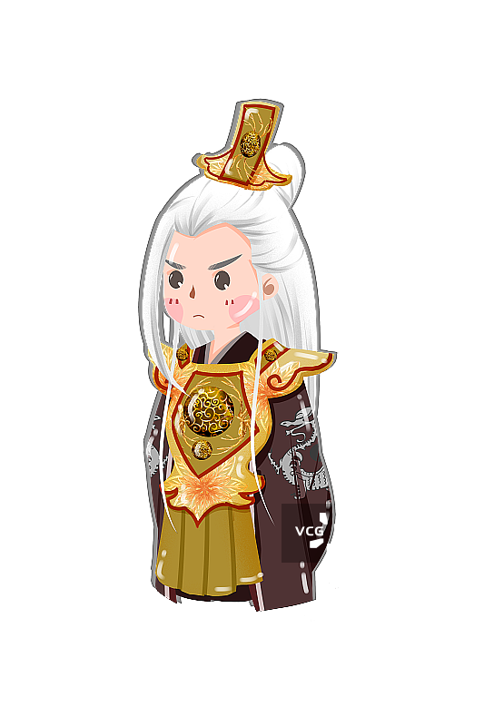 中国风可爱古代男性黄金甲插画元素图片素材